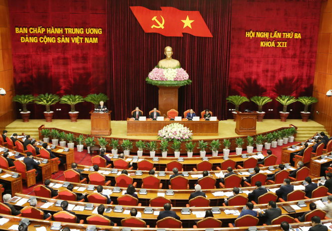 Hội nghị lần thứ ba Ban Chấp hành Trung ương Đảng Cộng sản Việt Nam khóa XII khai mạc trọng thể tại trụ sở Trung ương Đảng - Ảnh: TTXVN