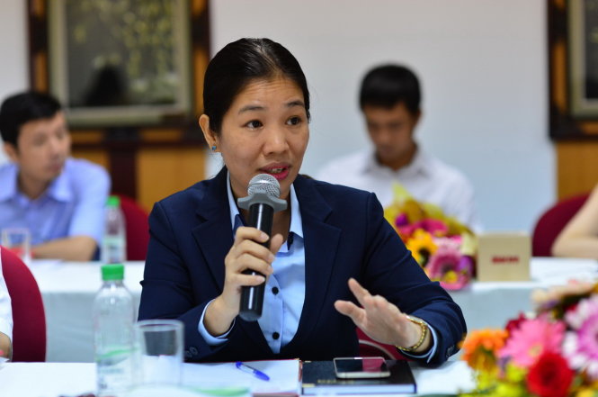 Bà Đặng Thị Thanh Son - giám đốc dịch vụ quản lý bất động sản công ty Himlam Land phát biểu tại buổi tọa đàm - Ảnh: QUANG ĐỊNH