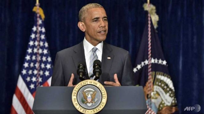 Tổng thống Mỹ Barack Obama phát biểu tại hội nghị thượng đỉnh NATO ở Warsaw, Ba Lan - Ảnh: AFP