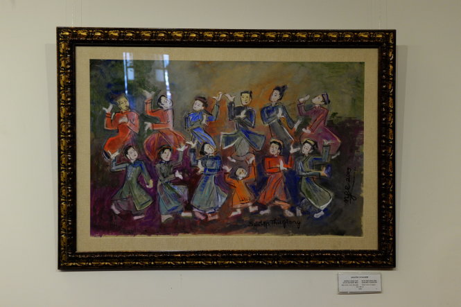 Nguyễn Tư Nghiêm - Tranh giấy “Nhảy múa” 2005 (60cmx98.5cm) - Ảnh: HỮU KHOA