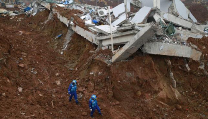 Hiện trường vụ lở đất ở Thâm Quyến hồi tháng 12-2015 - Ảnh: REUTERS