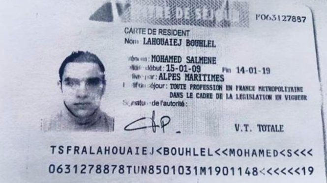 Thẻ cư trú tại Pháp của tên Mohamed Lahouaiej Bouhlel - Ảnh: NBC