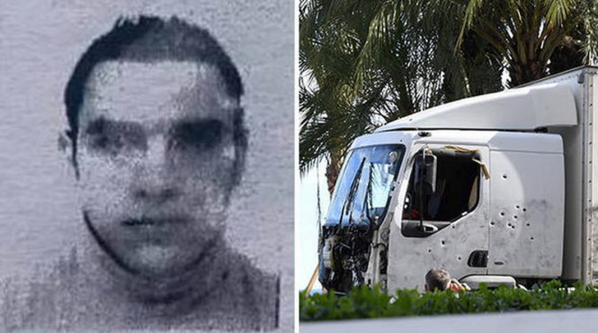 Chân dung nghi phạm Lahouaiej-Bouhlel và chiếc xe tải tử thần - Ảnh: AFP