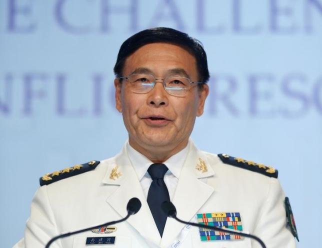 Đô đốc Tôn Kiến Quốc phát biểu tại Đối thoại Shangri-La 2016 - Ảnh: Reuters