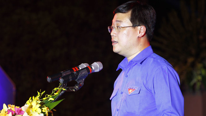 Anh Lê Quốc Phong Bí thư thứ nhất BCH Trung ương Đoàn TNCS Hồ Chí Minh phát biểu tại buổi lễ - Ảnh: NAM TRẦN