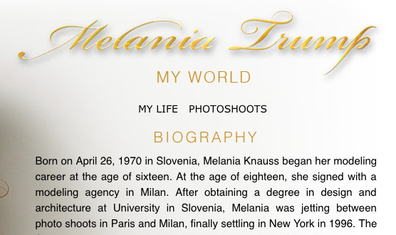Trang tiểu sử của bà Melania trên trang web đã bị xóa - Ảnh: Huffington Post