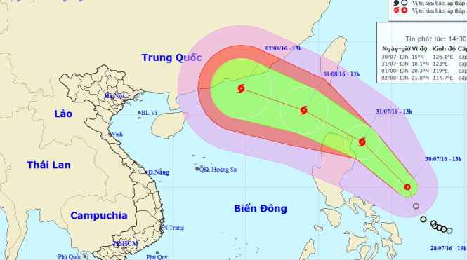 Dự báo áp thấp nhiệt đới sẽ mạnh lên thành bão - Ảnh: Trung tâm Dự báo Khí tượng Thuỷ văn Trung ương