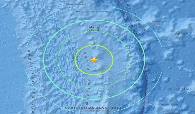 Sơ đồ vị trí xảy ra động đất - Ảnh: USGS