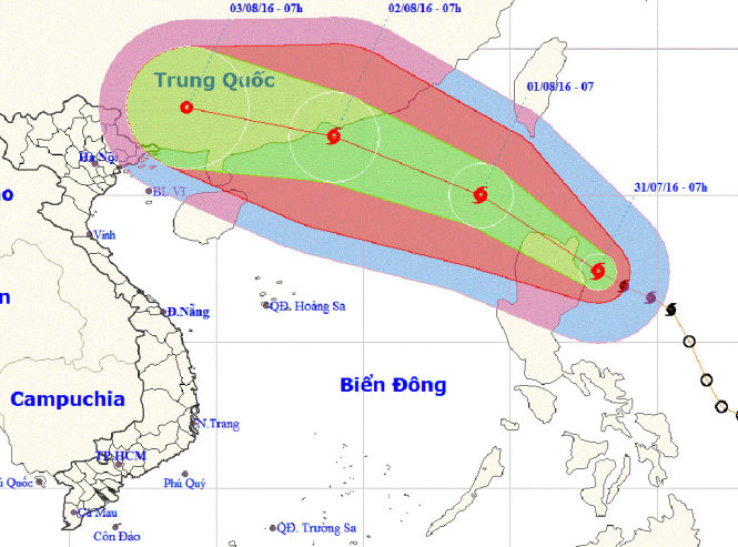 Sơ đồ tâm bão số 2 - Ảnh: Trung tâm Dự báo khí tượng thủy văn Trung ương