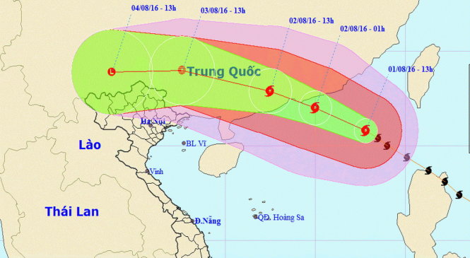 Sơ đồ dự báo bão số 2. - Ảnh: Trung tâm Dự báo Khí tượng Thủy văn Trung ương