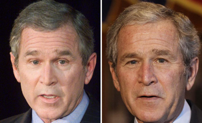 Tổng thống George W. Bush năm 2001/2008 - Ảnh: Boredpanda