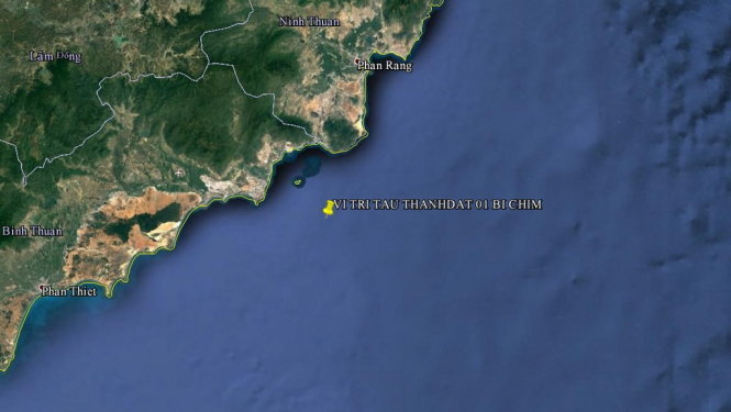 Vị trí tàu Thanh Dat 01 bị chìm - Ảnh: Vietnam MRCC