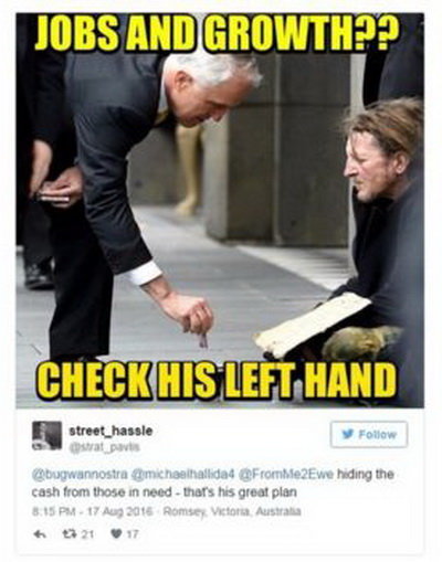 Người dùng Twitter chỉ trích hành vi của ông Malcolm Turnbull - Ảnh chụp màn hình Twitter