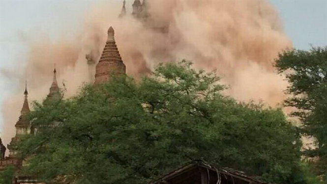 Hình ảnh cho thấy ảnh hưởng của trận động đất ở Myanmar - Ảnh: Press TV/Twitter