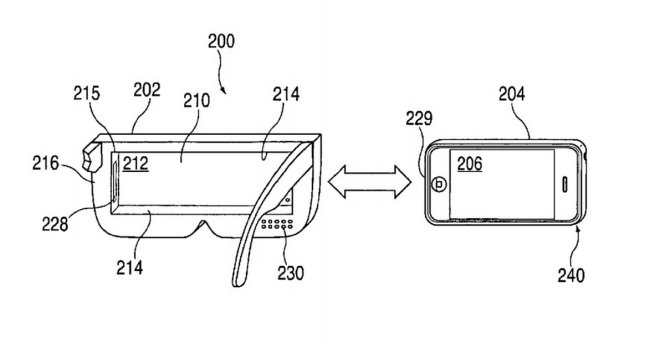 Thiết kế đăng ký bản quyền của Apple cho thiết bị thực tế ảo (VR) hoạt động với iPhone - Ảnh: UploadVR