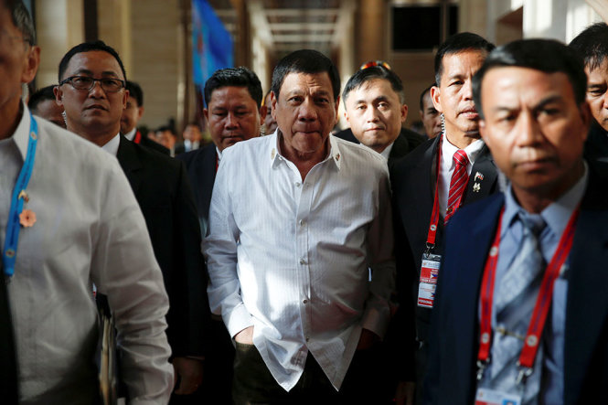 Tổng thống Philippines Rodrigo Durtete tại Hội nghị cấp cao ASEAN ở Lào ngày 6-9. Ảnh: Reuters