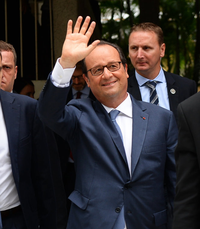 Tổng thống Pháp François Hollande tại TP.HCM ngày 7-9 - Ảnh: HỮU KHOA