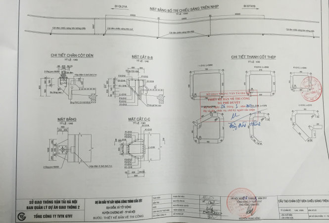 Thiết kế bản vẽ thi công chân cột điện chiếu sáng - Ảnh: X.LAI