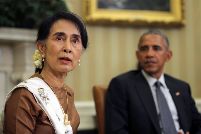 Bà Aung San Suu Kyi và ông Obama tại Nhà Trắng ngày 14-9 - Ảnh: REUTERS