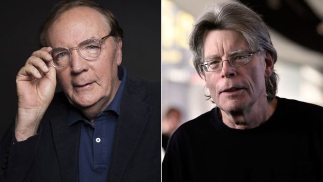 Hai nhà văn nổi tiếng của Mỹ là James Patterson (trái) và Stephen King - Ảnh: Getty Images