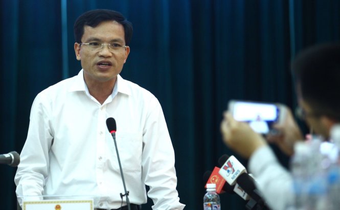 Ông Mai Văn Trinh, Cục trưởng Cục khảo thí và kiểm định chất lượng giáo dục, Bộ GD-ĐT, trả lời câu hỏi của phóng viên - Ảnh Nguyễn Khánh