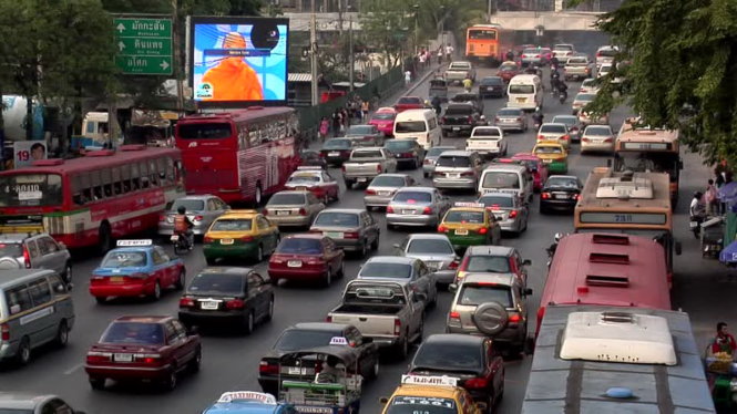 Tình trạng kẹt xe tại thành phố Bangkok Thái Lan - Ảnh: Footage