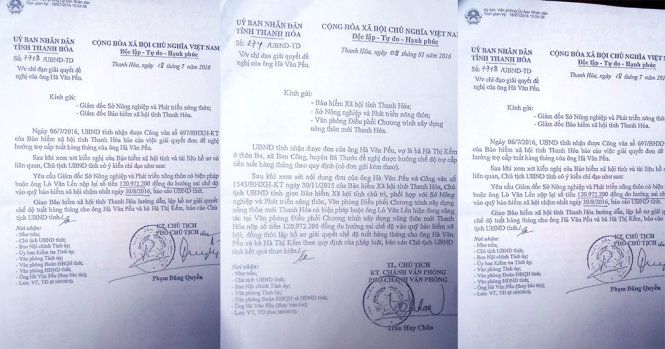 Công văn chỉ đạo của UBND tỉnh Thanh Hóa về vụ việc liên quan đến ông Lò Văn Lến - Ảnh: Hà Đồng.