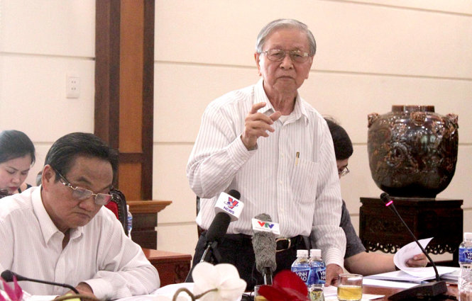 Ông Phạm Chánh Trực, nguyên chủ tịch HĐND TP.HCM, phát biểu tại hội thảo góp ý dự án Luật phòng chống tham nhũng - Ảnh: TÂM LỤA