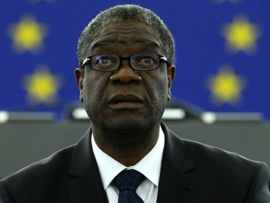 Ông Denis Mukwege phát biểu tại Nghị viện châu Âu ở Strasbourg, miền đông nước Pháp - Ảnh: AP