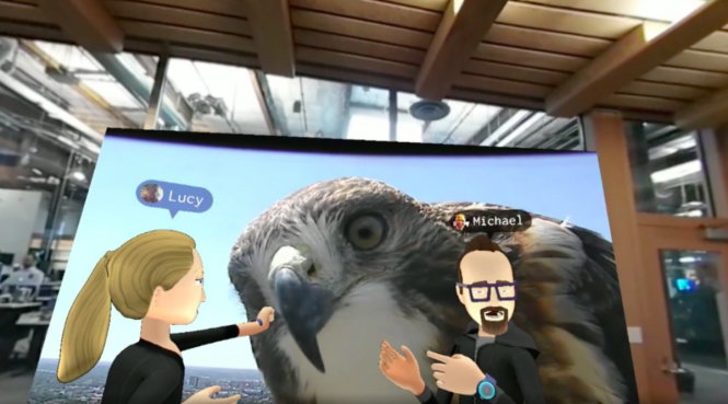 Môi trường mạng xã hội thực tế ảo (VR) với các ảnh đồ họa 3D biểu trưng cho mỗi người dùng được CEO Facebook Mark Zuckerberg giới thiệu - Ảnh: Oculus / Facebook
