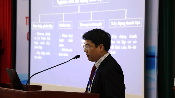 GS Trần Đình Thắng  trình bày báo cáo khoa học tại Hội thảo khoa học quốc tế “Nghiên cứu phát triển các sản phẩm tự nhiên - Lần thứ V” - Ảnh do nhân vật cung cấp