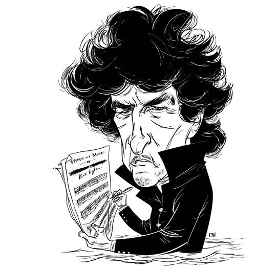 Tranh vẽ nhạc sĩ Bob Dylan của Kyle T. Webster - Ảnh: Bashny.net