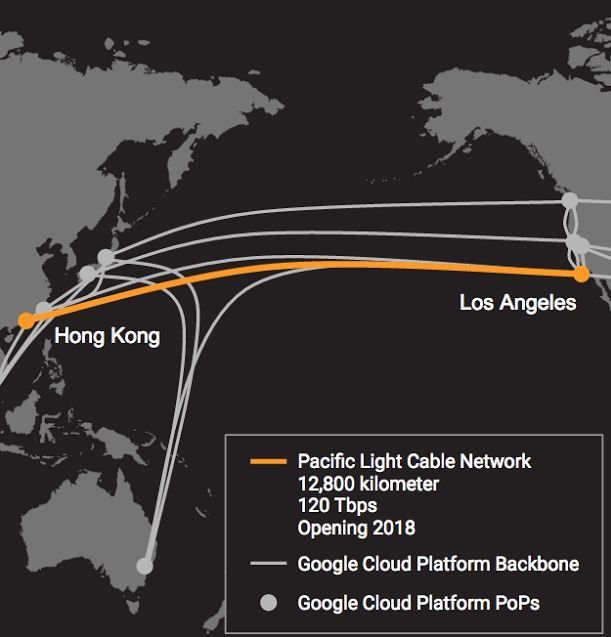 Sơ đồ tuyến cáp quang biển kết nối Los Angeles với Hồng Kông - Ảnh: Reuters