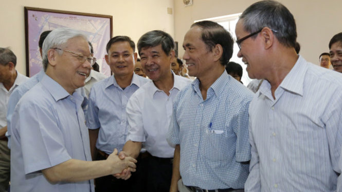Tổng bí thư Nguyễn Phú Trọng tiếp xúc cử tri quận Ba Đình, Hà Nội - Ảnh: VIỆT DŨNG