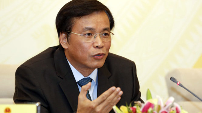 Tổng thư ký Quốc hội Nguyễn Hạnh Phúc chủ trì họp báo - Ảnh: VIỆT DŨNG