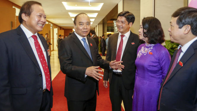 Thủ tướng Nguyễn Xuân Phúc và các đại biểu Quốc hội tại phiên khai mạc - Ảnh: V.DŨNG