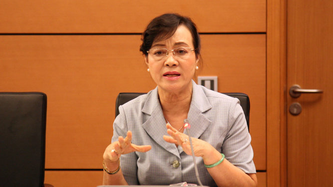 Bà Nguyễn Thị Quyết Tâm tại phiên thảo luận chiều 22 – 10 tại Quốc hội - Ảnh: VIỄN SỰ