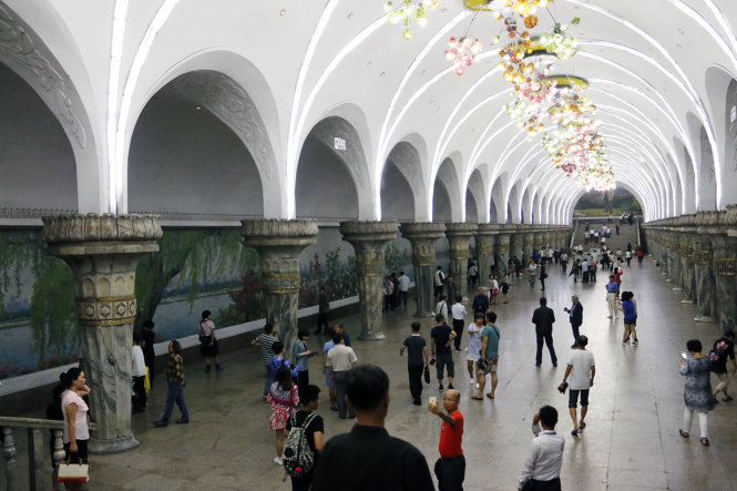 Nhà ga tàu điện ngầm ở Bình Nhưỡng - Ảnh: THÁI LỘC