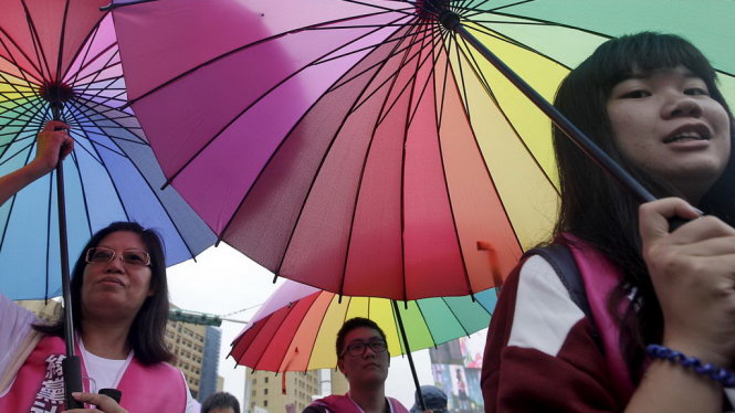 Hàng năm Đài Loan đều tổ chức diễu hành ủng hộ người đồng tính - cuộc diễu hành lớn nhất ở châu Á - Ảnh: Reuters