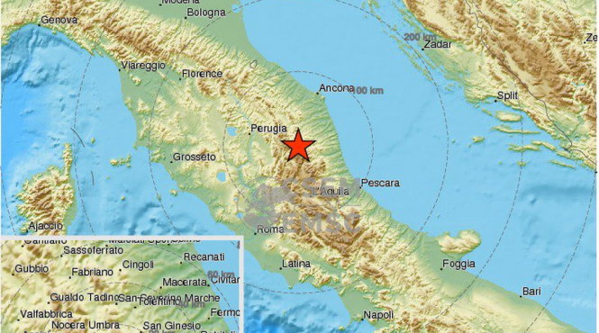Khu vực xảy ra động đất - Ảnh: EMSC