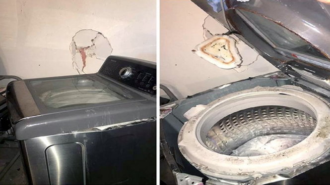 Samsung vừa thông báo thu hồi máy giặt cửa trên sau khi một số máy phát nổ làm bung nắp - Ảnh: AP