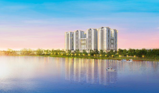 Tháng 11, tòa nhà có tầm nhìn ra sông của Saigon South Residences sẽ được giới thiệu ra thường. Ảnh phối cảnh