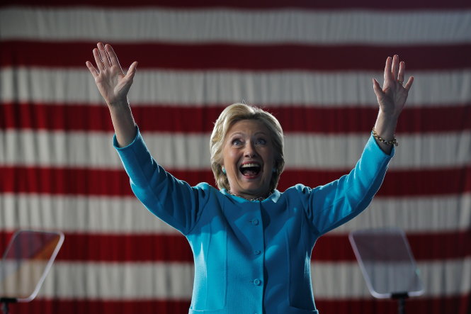 Bà Hillary Clinton trong sự kiện vận động tại TP Cleveland, bang Ohio ngày 6-11 - Ảnh: Reuters