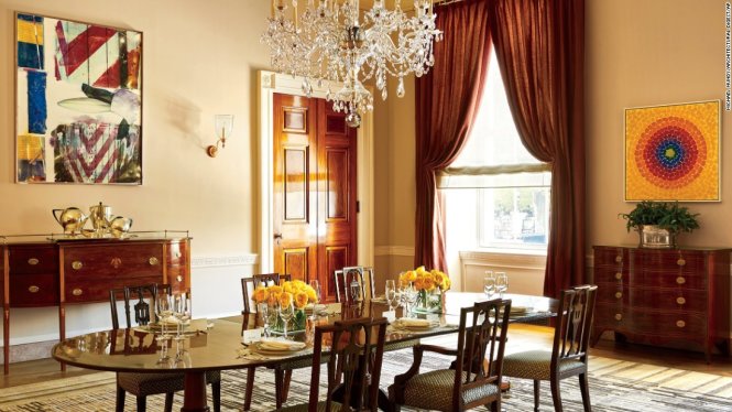 Phòng ăn của gia đình tổng thống Obama tại Nhà Trắng - Ảnh: Architectural Digest