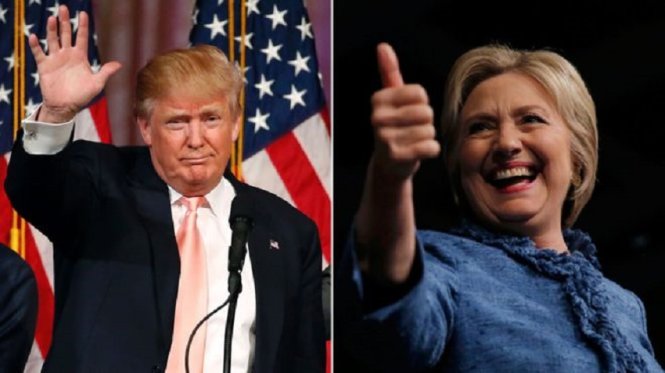 Ứng cử viên tổng thống đảng Cộng hòa Donald Trump (trái) và đối thủ đảng Dân chủ Hillary Clinton đang chạy nước rút để vận động tranh cử ở các bang chiến địa - Ảnh: AFP