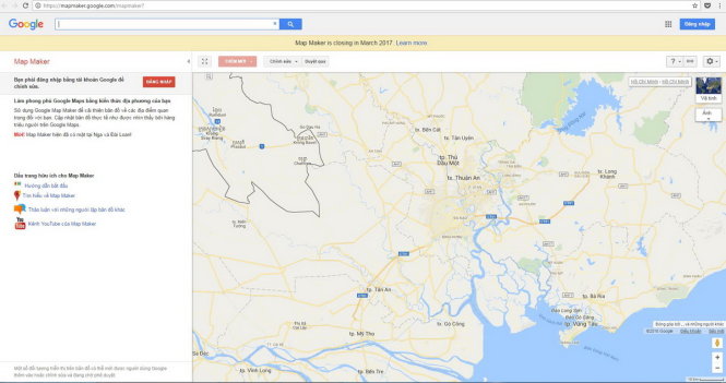 Google Map Maker, cho phép người dùng gửi thông tin hiệu chỉnh về các vị trí, địa điểm... - Ảnh chụp giao diện
