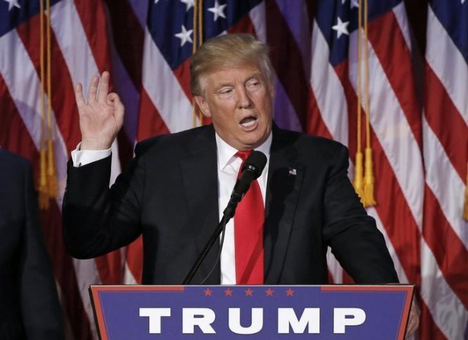 Ông Trump phát biểu sau khi đắc cử tổng thổng mới của Mỹ ngày 9-11 - Ảnh: Reuters