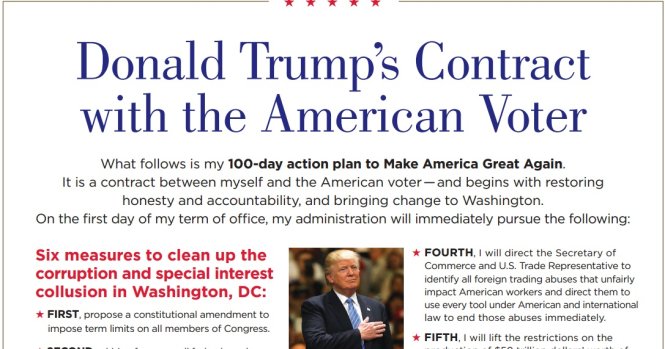 Bản hợp đồng 100 ngày của ông Trump - Ảnh chụp lại từ màn hình