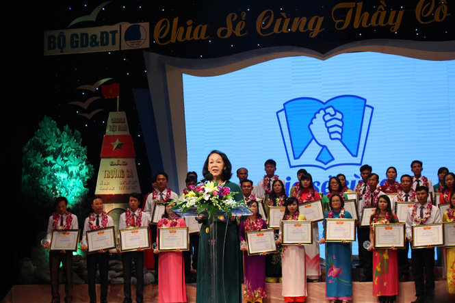 Bà Trương Thị Mai, Trưởng ban dân vận trung ương phát biểu tại chương trình  - Ảnh: HÀ THANH