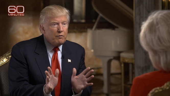 Ông Donald Trump xuất hiện trong chương trình “60 phút” của đài truyền hình CBS - Ảnh chụp màn hình